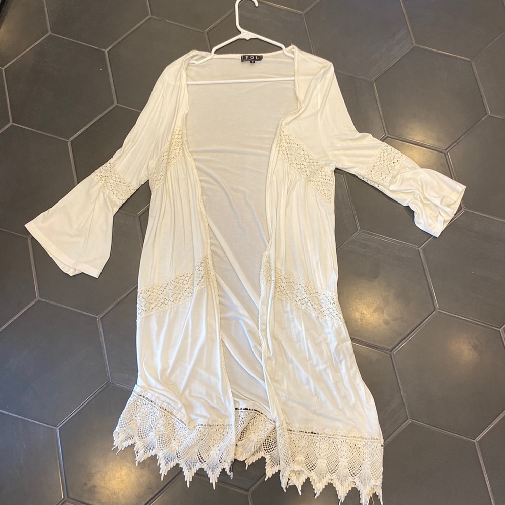 Long ivory cardigan. Size small.